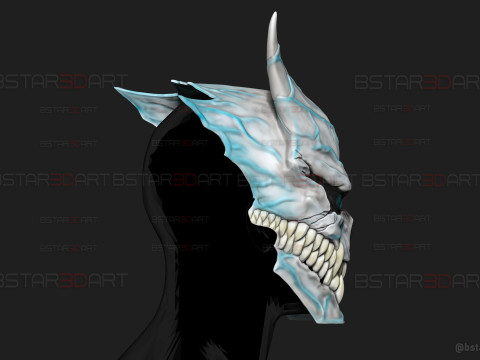 Kaiju No 8 Damaged Mask - Kaiju No 8 Anime Cosplay Model Cetak 3D