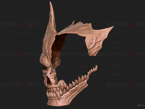 Kaiju No 8 Damaged Mask - Kaiju No 8 Anime Cosplay Model Cetak 3D