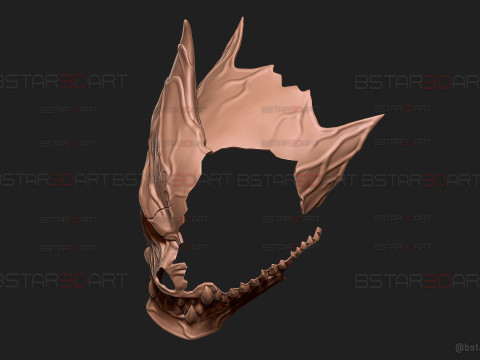Kaiju No 8 Damaged Mask - Kaiju No 8 Anime Cosplay Model Cetak 3D