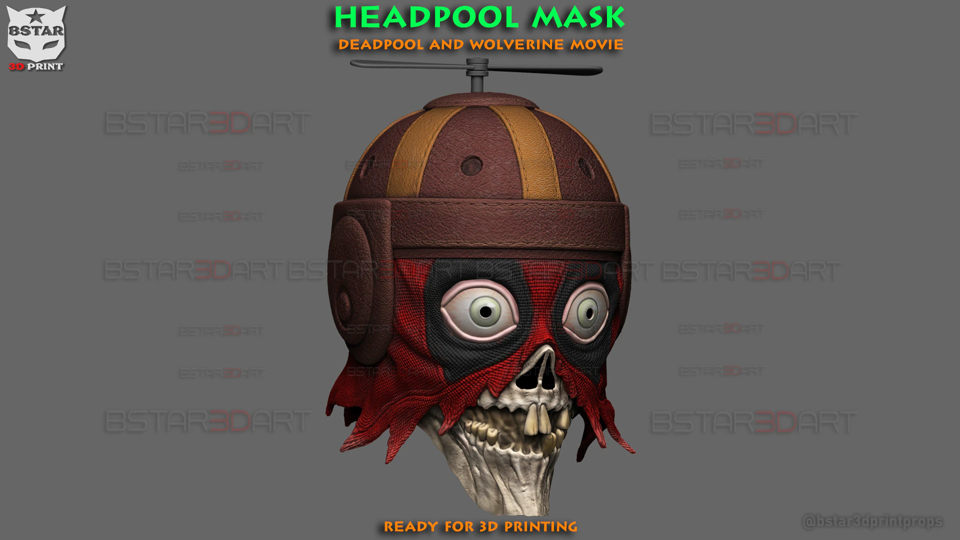 Headpool Mask - Deadpool and Wolverine movie - Marvel comic 3D Print Model .c4d .max .obj .3ds .fbx .stl .blend 