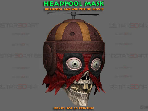 Headpool 面具 - 死侍和金刚狼电影 - 漫威漫画 3D 打印模型