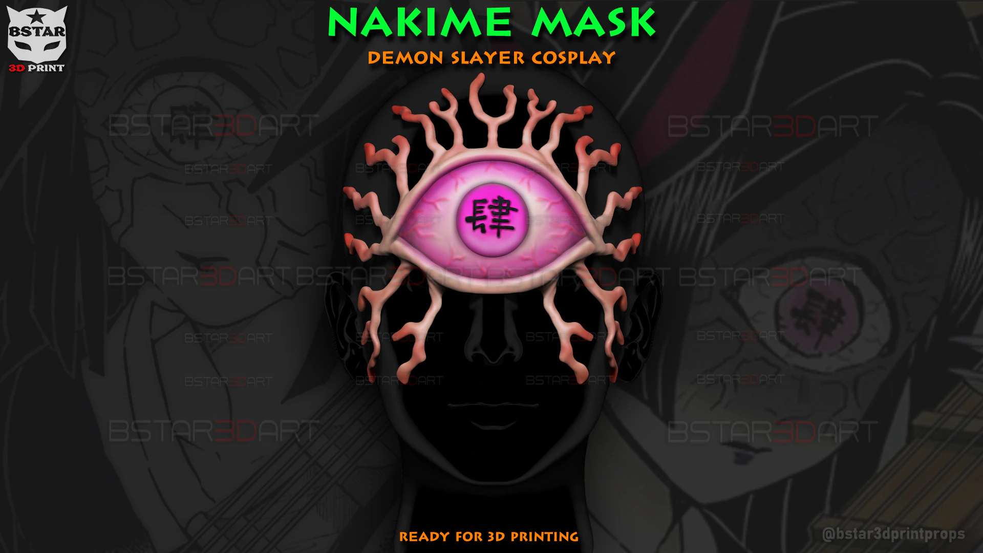 Nakime Mask - Demon Slayer Cosplay 3D Print Model .c4d .max .obj .3ds .fbx .stl .blend 