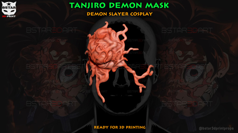 Tanjiro Demon Mask - Demon Slayer Cosplay 3D Print Model .c4d .max .obj .3ds .fbx .stl .blend 