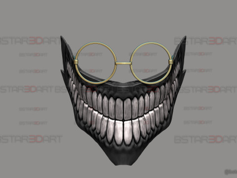 Dandadan Okarun Half Mask With Glasses - Anime Cosplay 3Dプリントモデル