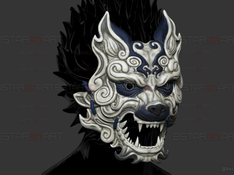 Grey Wolf Mask - Black Myth - Wukong Accessories 3Dプリントモデル
