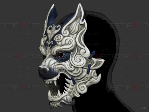 Grey Wolf Mask - Black Myth - Wukong Accessories 3Dプリントモデル