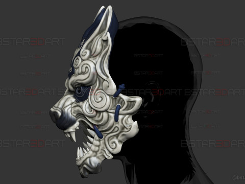 Grey Wolf Mask - Black Myth - Wukong Accessories 3Dプリントモデル