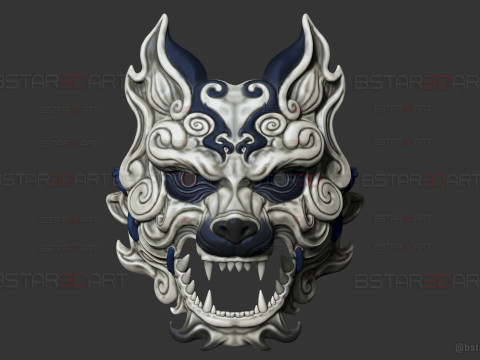 Grey Wolf Mask - Black Myth - Wukong Accessories 3Dプリントモデル