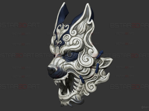 Grey Wolf Mask - Black Myth - Wukong Accessories 3Dプリントモデル