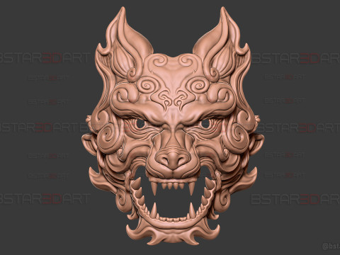 Grey Wolf Mask - Black Myth - Wukong Accessories 3Dプリントモデル