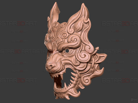 Grey Wolf Mask - Black Myth - Wukong Accessories 3Dプリントモデル