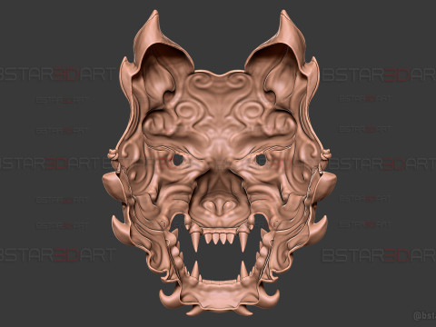 Grey Wolf Mask - Black Myth - Wukong Accessories 3Dプリントモデル