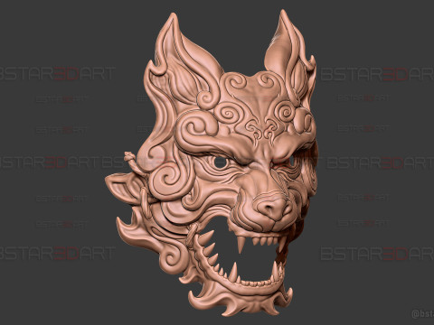 Grey Wolf Mask - Black Myth - Wukong Accessories 3Dプリントモデル