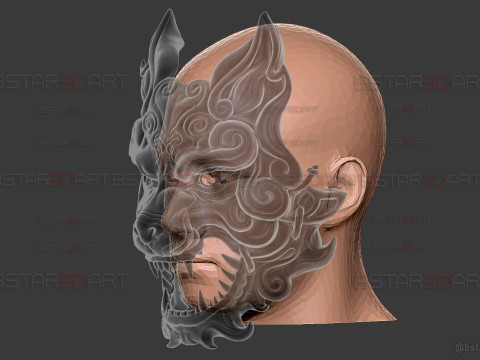 Grey Wolf Mask - Black Myth - Wukong Accessories 3Dプリントモデル