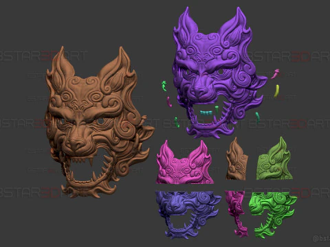 Grey Wolf Mask - Black Myth - Wukong Accessories 3D Print Model