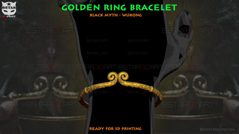 Golden Ring Bracelet - Black Myth Wukong Modelo de impresión 3D .c4d .max .obj .3ds .fbx .stl .blend 