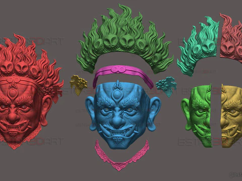 Folk Opera Mask - Black Myth - Wukong Armor Accessories 3D Print Model