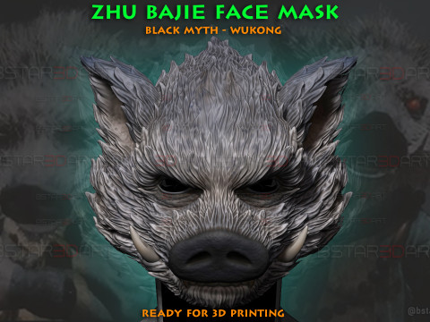 Zhu Bajie Face Head Decor Wearable - Black Myth Wukong 3D Print Model
