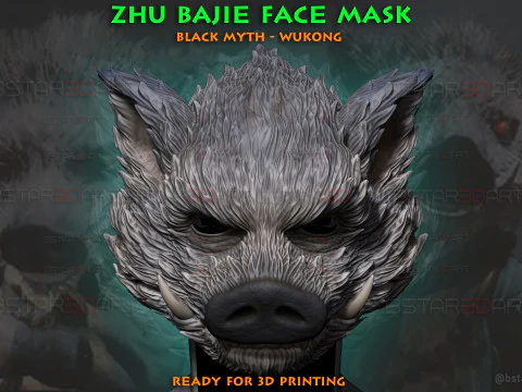 Zhu Bajie Gesicht Kopf Dekor tragbar &ndash; Black Myth Wukong 3D Druckmodell