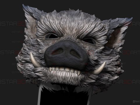 Zhu Bajie Face Head Decor Wearable - Black Myth Wukong 3D Print Model