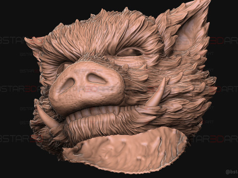 Zhu Bajie Face Head Decor Wearable - Black Myth Wukong 3D Print Model