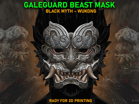 Gale Guard Beast Face Mask - Black Myth Wukong Cosplay 3D Print Model