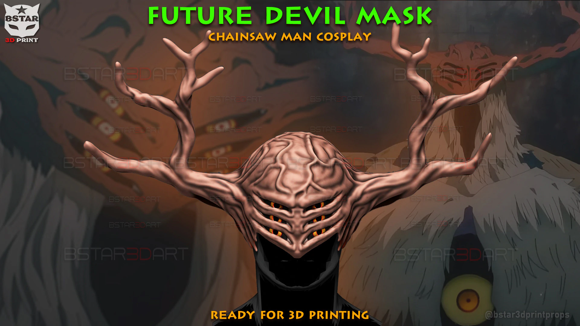 Future Devil Mask - Chainsawman Cosplay 3D Print Model .c4d .max .obj .3ds .fbx .stl .blend