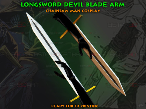 Long Sword Devil Blade Arm Weapon - Chainsaw Man Cosplay 3D 프린트 모델