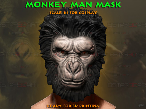 Monkey Man Mask - Halloween cosplay 3D-printmodel