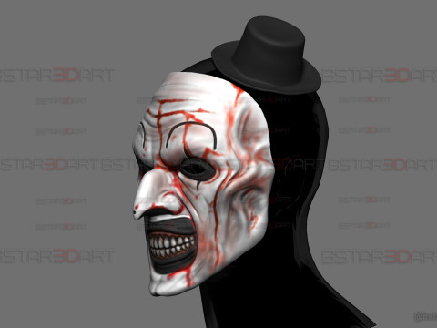 Art The Clown mask - Terrifier 3 Cosplay For Halloween Model Cetak 3D