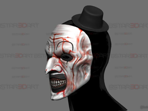 Art The Clown mask - Terrifier 3 Cosplay For Halloween 3D Print Model