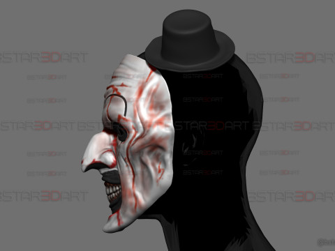 Art The Clown mask - Terrifier 3 Cosplay For Halloween Model Cetak 3D