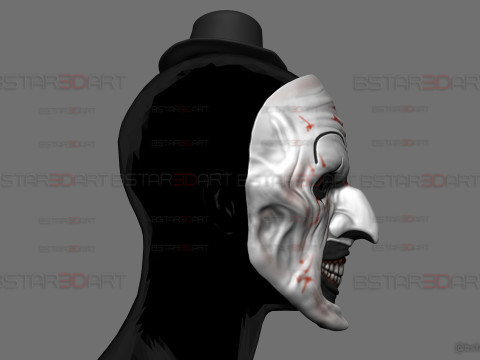 Art The Clown mask - Terrifier 3 Cosplay For Halloween Model Cetak 3D
