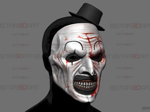 Art The Clown mask - Terrifier 3 Cosplay For Halloween Model Cetak 3D