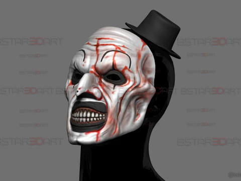 Art The Clown mask - Terrifier 3 Cosplay For Halloween 3D Print Model