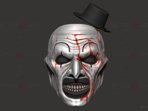 Art The Clown mask - Terrifier 3 Cosplay For Halloween 3D Print Model