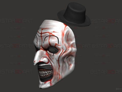 Art The Clown mask - Terrifier 3 Cosplay For Halloween Model Cetak 3D