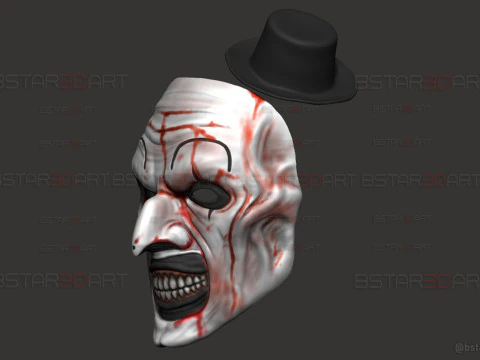Art The Clown mask - Terrifier 3 Cosplay For Halloween 3D Print Model