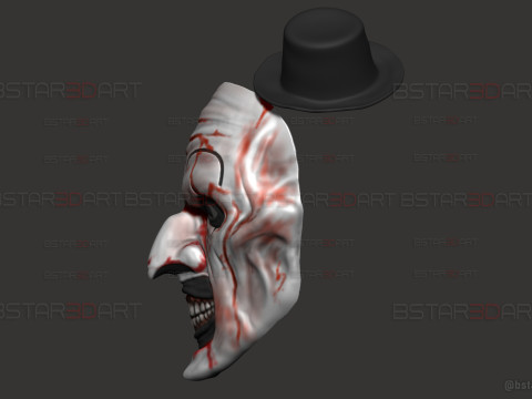 Art The Clown mask - Terrifier 3 Cosplay For Halloween Model Cetak 3D