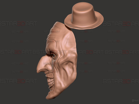 Art The Clown mask - Terrifier 3 Cosplay For Halloween Model Cetak 3D