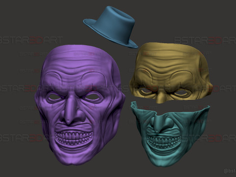 Art The Clown mask - Terrifier 3 Cosplay For Halloween Model Cetak 3D