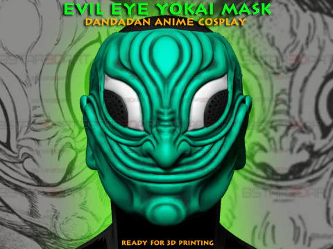 Dandadan 邪眼妖怪面具 - 动漫角色扮演 3D 打印模型