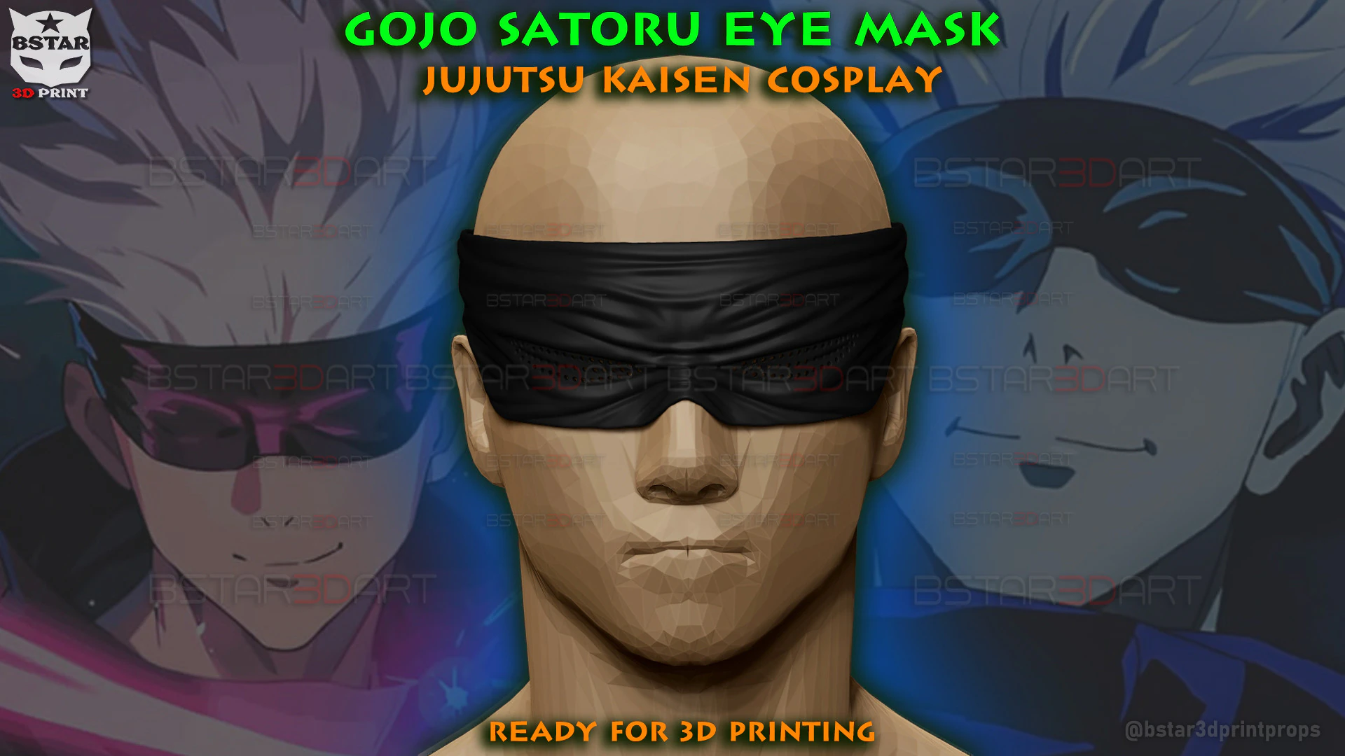 Gojo Saturo Eye Mask - jujutsu Kaisen Cosplay 3D Print Model .c4d .max .obj .3ds .fbx .stl .blend 