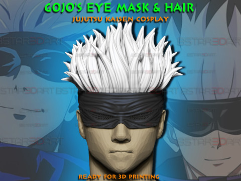 Gojo Saturo Eye Mask With Hair - jujutsu Kaisen Cosplay 3D प्रिंट मॉडल