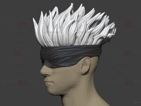 M&aacute;scara de olho Gojo Satoru com cabelo - cosplay jujutsu Kaisen Modelo de Impressão 3D