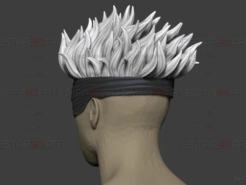 M&aacute;scara de olho Gojo Satoru com cabelo - cosplay jujutsu Kaisen Modelo de Impressão 3D