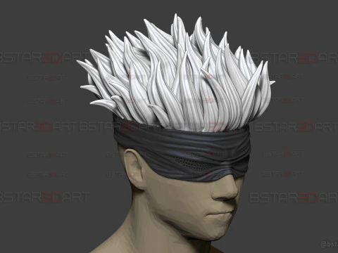 M&aacute;scara de olho Gojo Satoru com cabelo - cosplay jujutsu Kaisen Modelo de Impressão 3D