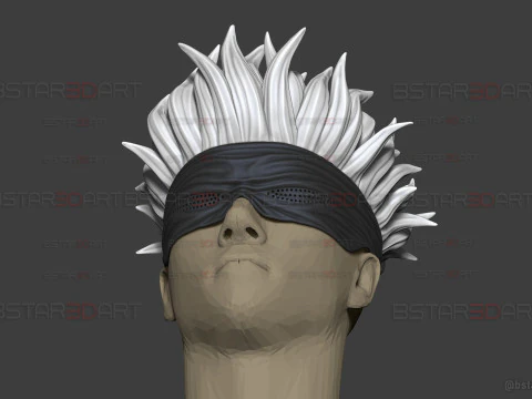 M&aacute;scara de olho Gojo Satoru com cabelo - cosplay jujutsu Kaisen Modelo de Impressão 3D