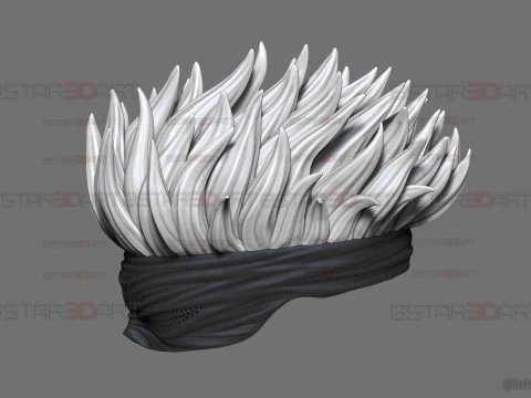 M&aacute;scara de olho Gojo Satoru com cabelo - cosplay jujutsu Kaisen Modelo de Impressão 3D