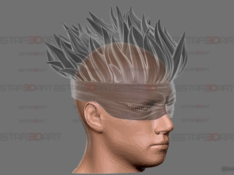 Gojo Saturo Eye Mask With Hair - jujutsu Kaisen Cosplay 3Dプリントモデル